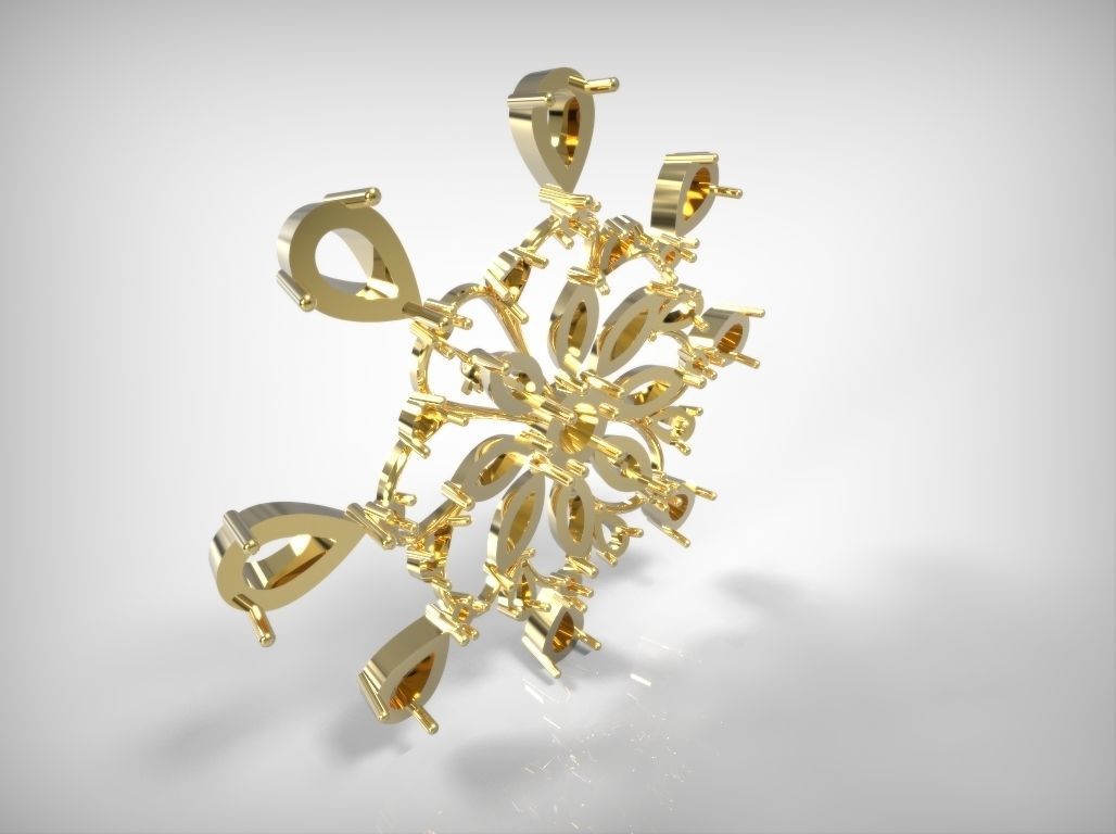 Jewelry Golden Mandala Shaped Pendant Flower 3D print model