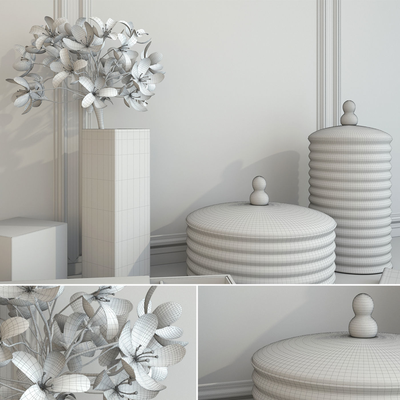 Decorative set of dressing table d model max fbx Decorative set of dressing table d model max fbx