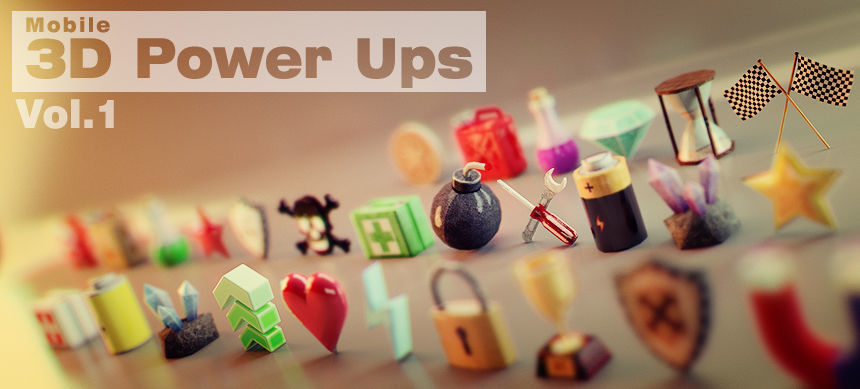 Mobile Power Ups Vol 1 Low Poly Set Pack