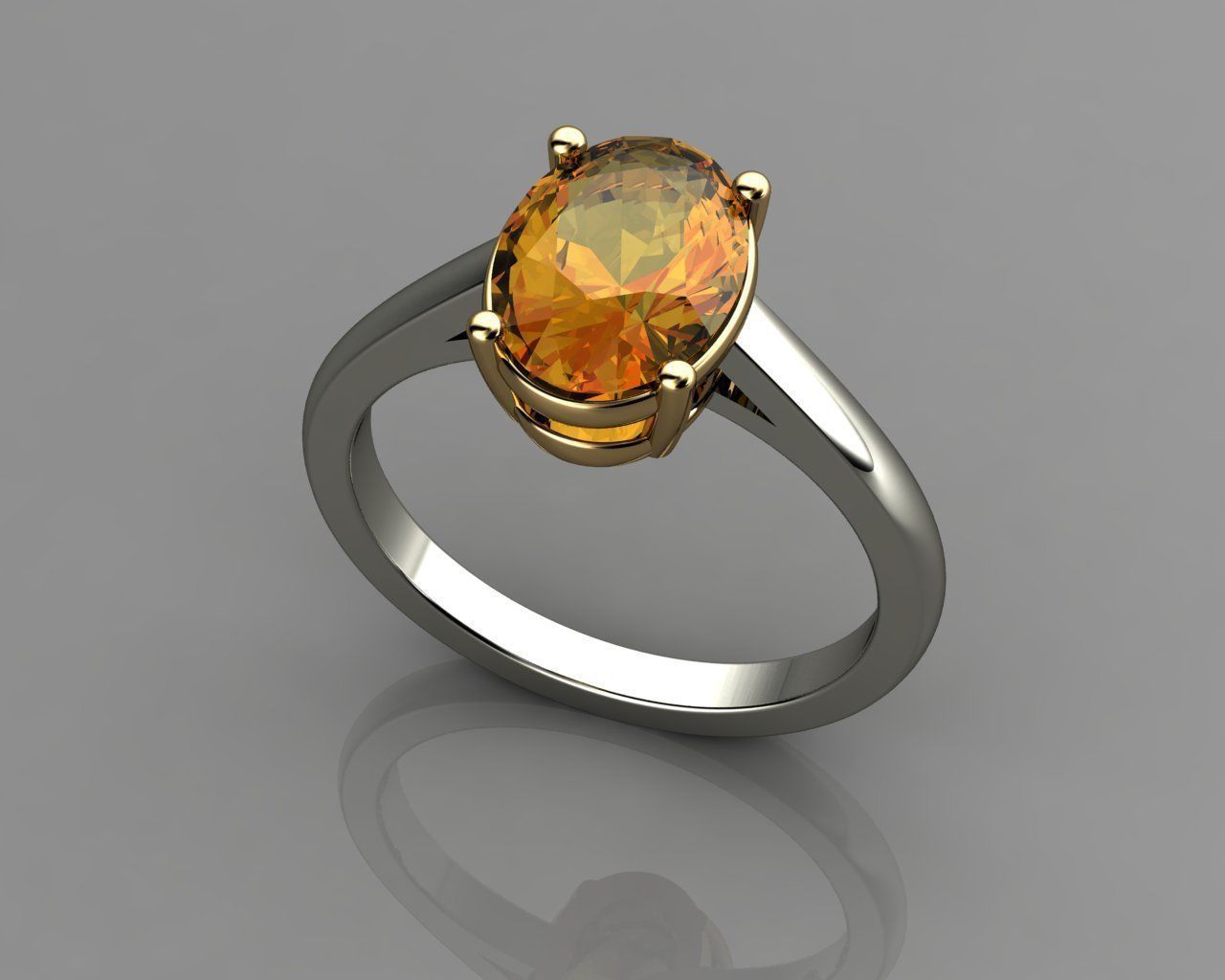 Citrine White And Yellow Gold 18k Wedding Ring