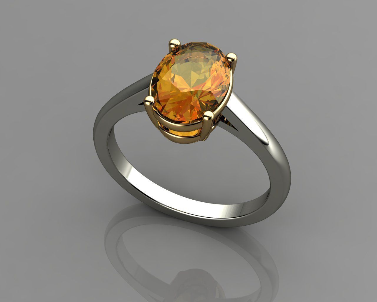 Citrine White And Yellow Gold 18k Wedding Ring 3D print model