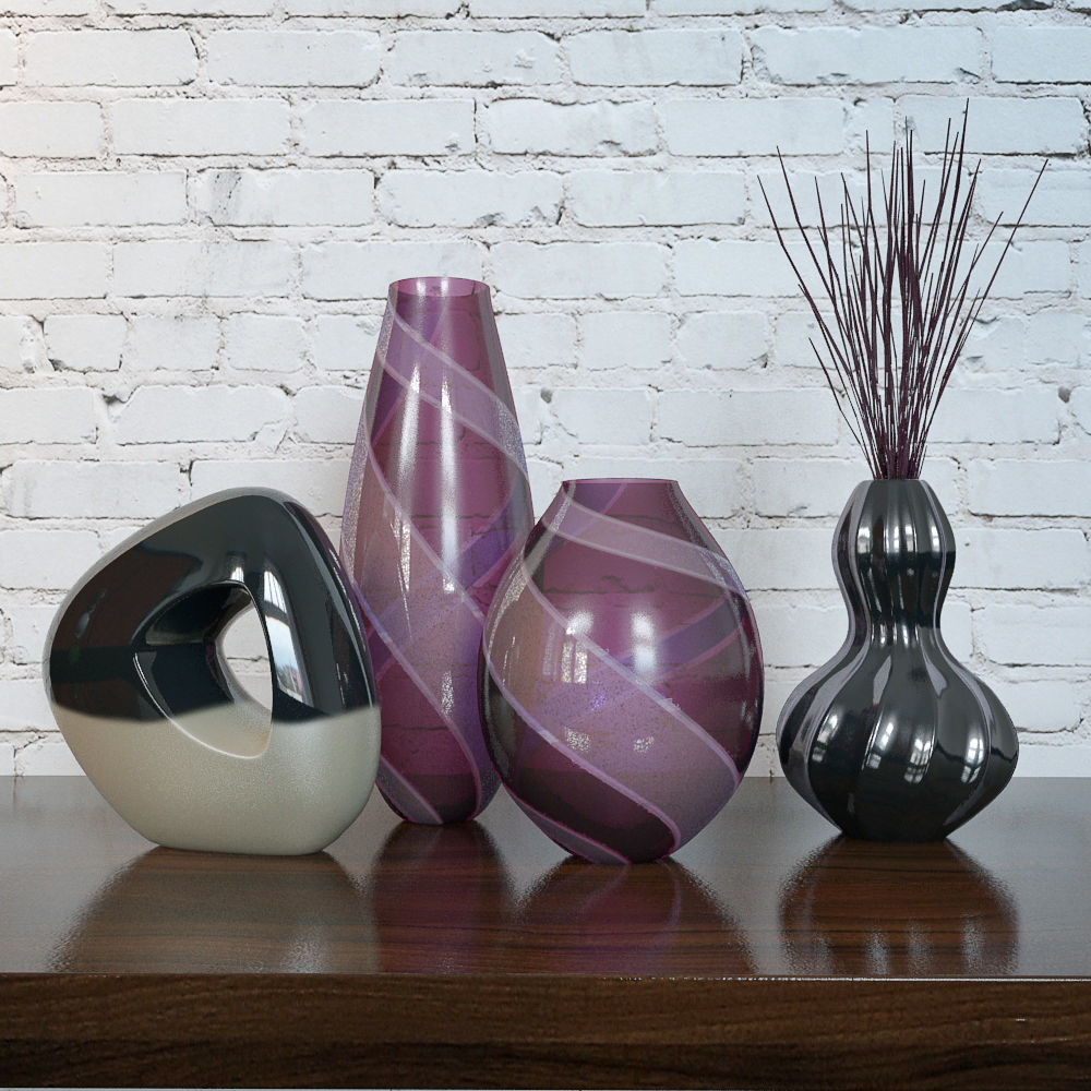 Purple Vases Set 3D model