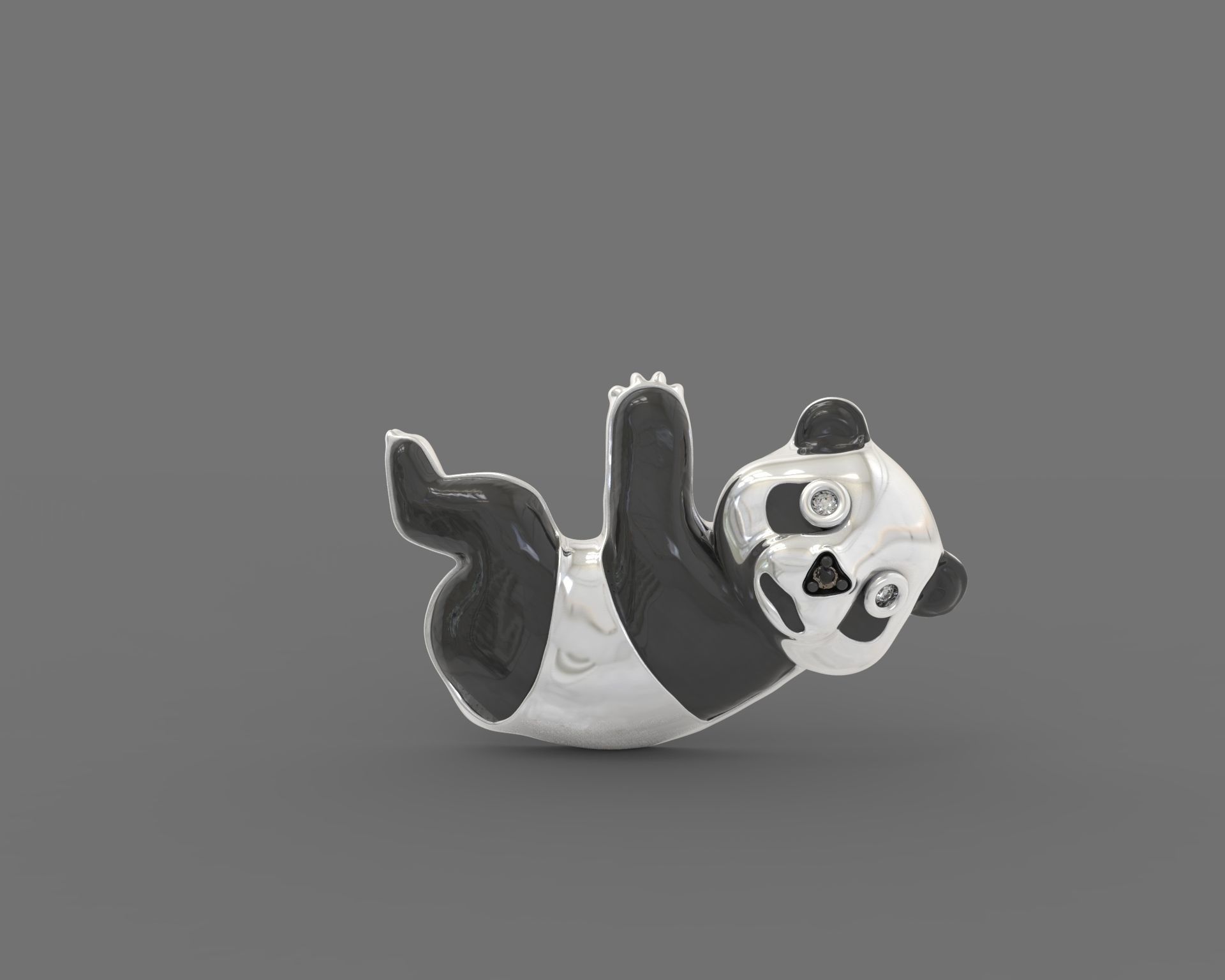 Earring panda bear with enamel and gems free 3D model 3D printable ...