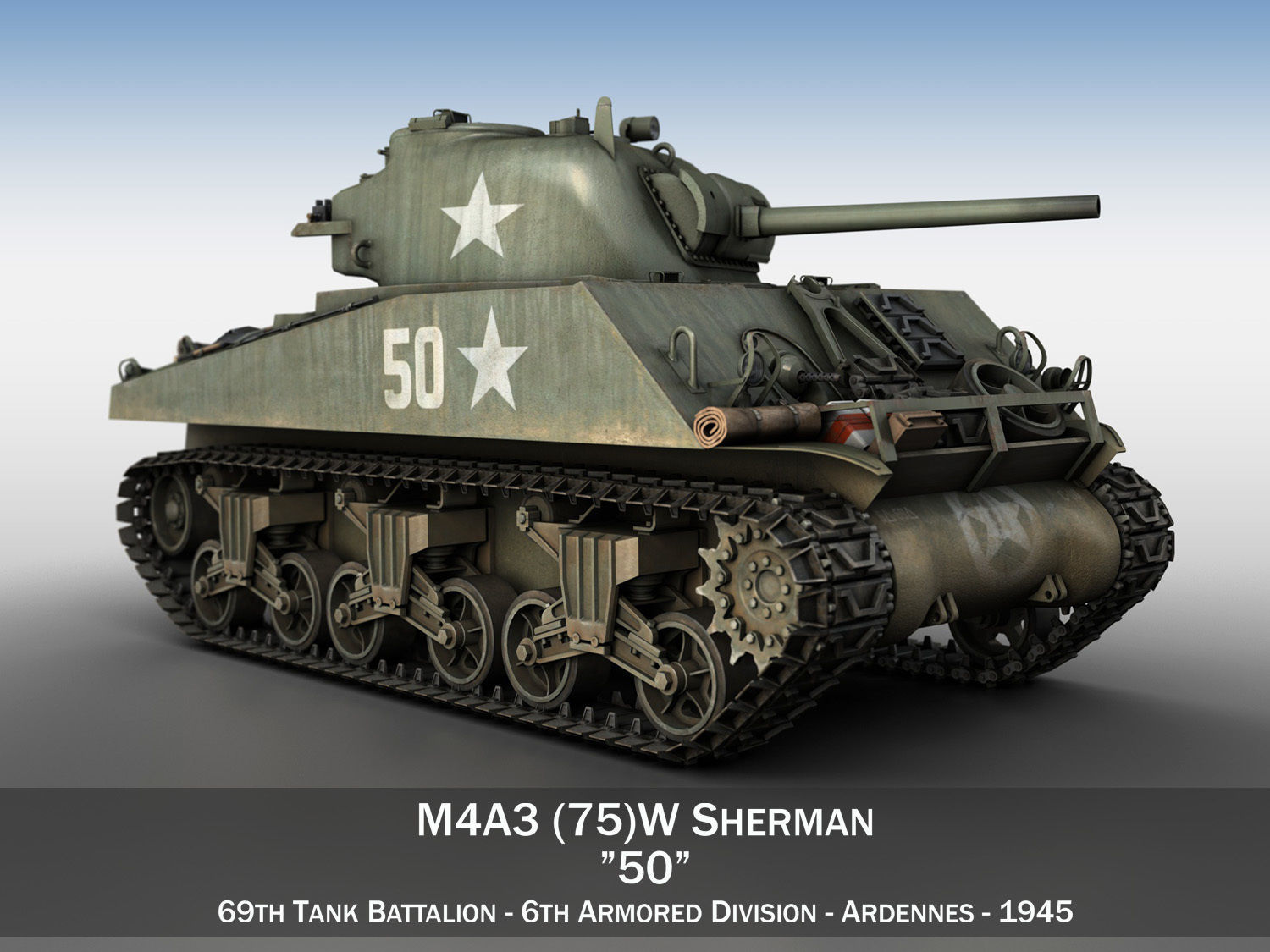 3D M4A3 75mm Sherman 50 CGTrader