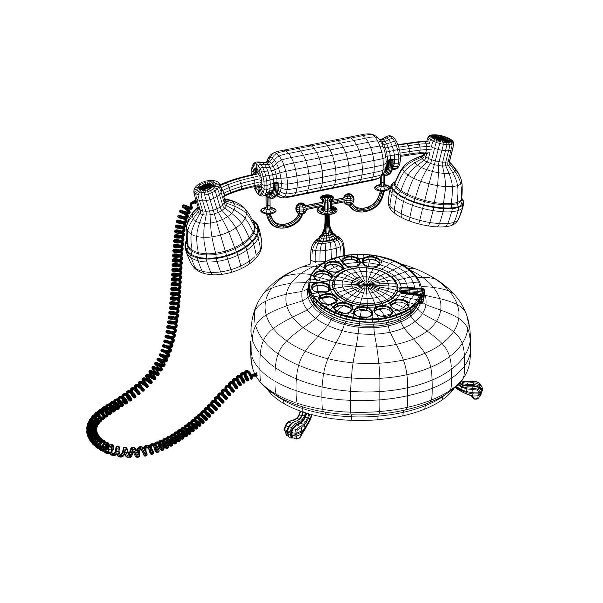 Retro phone in dark red 3D model | CGTrader