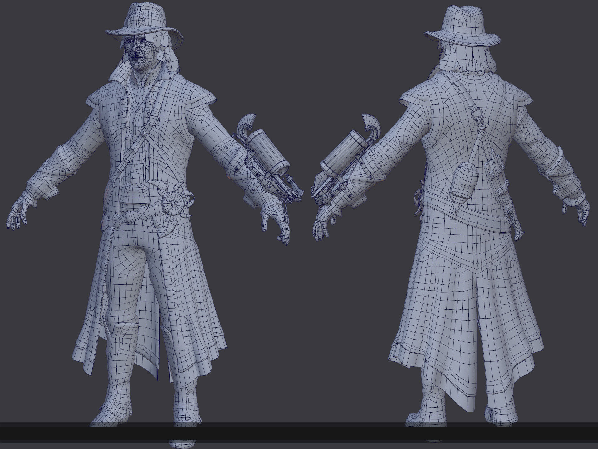 wolf man 2 - NEW version - Rigged Low-poly 3D model_6