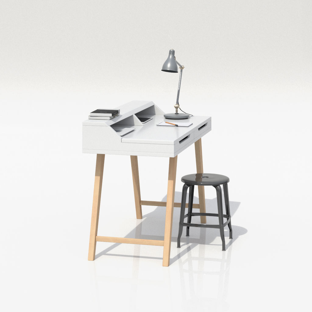 Work Desk Scandinavian White 3d Cgtrader Work Desk Scandinavian White 3d Model Obj Fbx Ma Mb 3