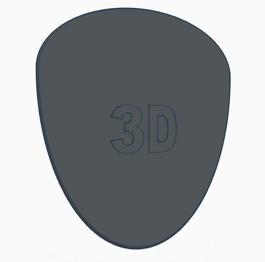 GUITAR PICK 3D 080 mm free 3D model 3D printable CGTrader