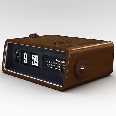 Retro Style Radio Alarm Flip Clock 3D Model MAX OBJ 3DS FBX C4D LWO LW