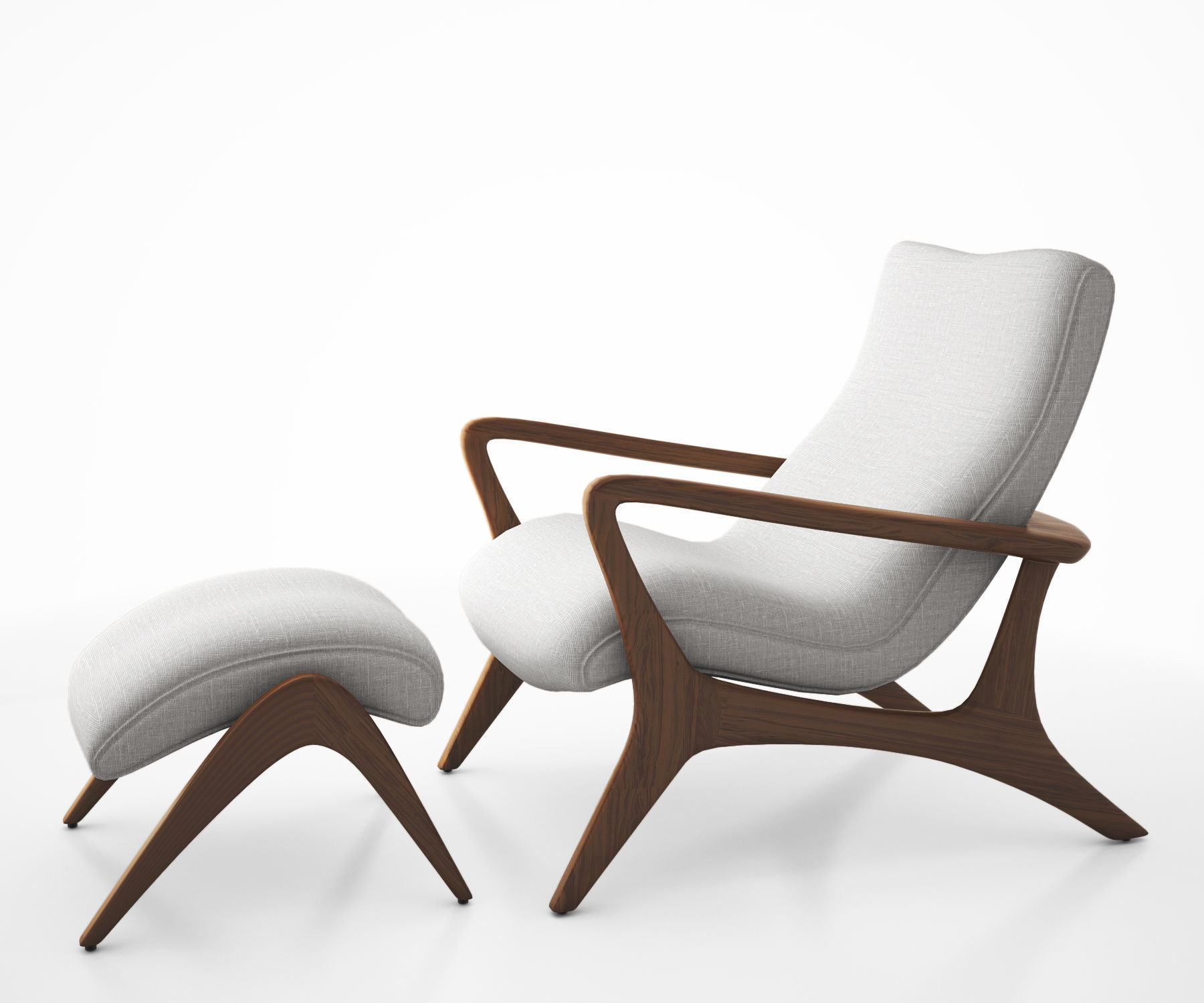 Contour low back lounge chair and foot stool by Vladimir Kagan