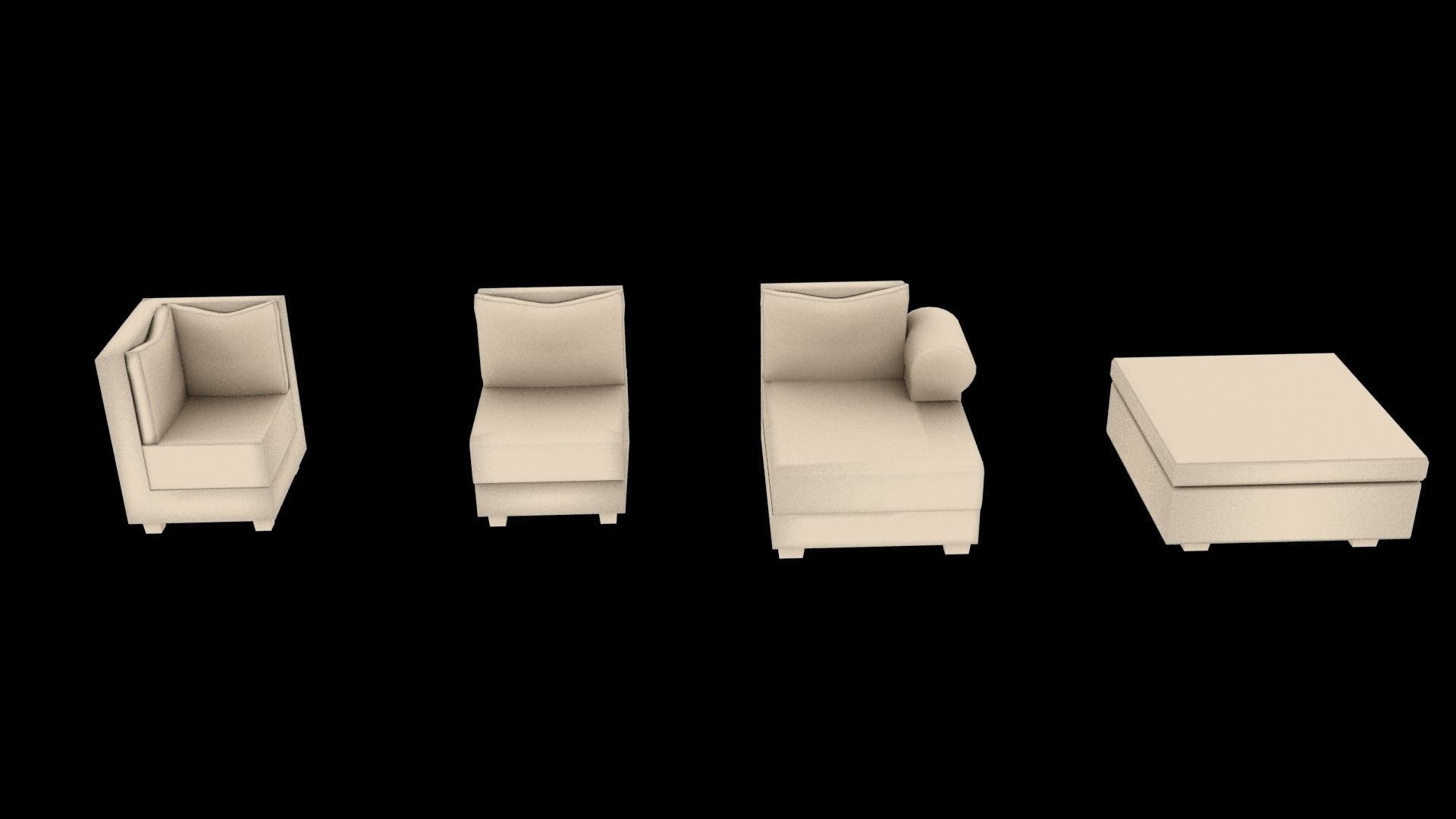 Sofa Parts Low-poly 3D model