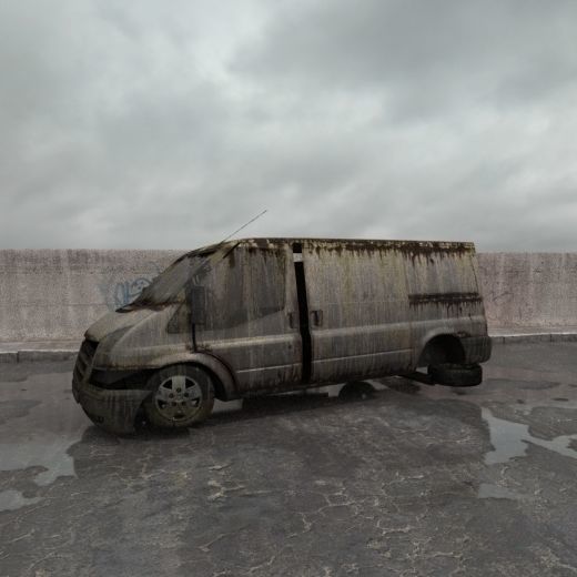 destroyed van 014 am165 3D CGTrader