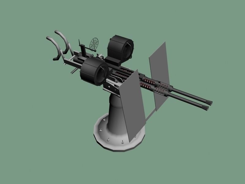 Oerlikon 20mm twin antiaircraft gun WWII 3D model CGTrader