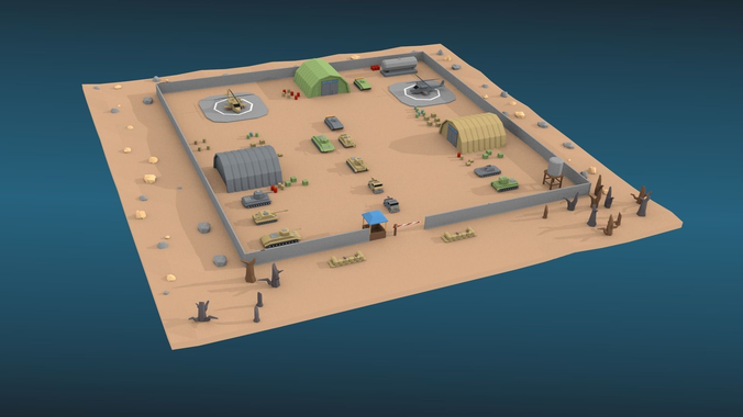 3D model Low Poly Military Base Pack | CGTrader
