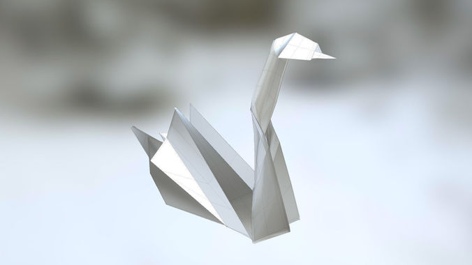 game ready realistic 3d model of a paper origami swan no 1 origami 3d