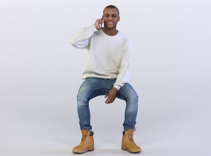 Christopher 0489 Man Sitting Talking On A Phone 3d Model Max Obj C4d