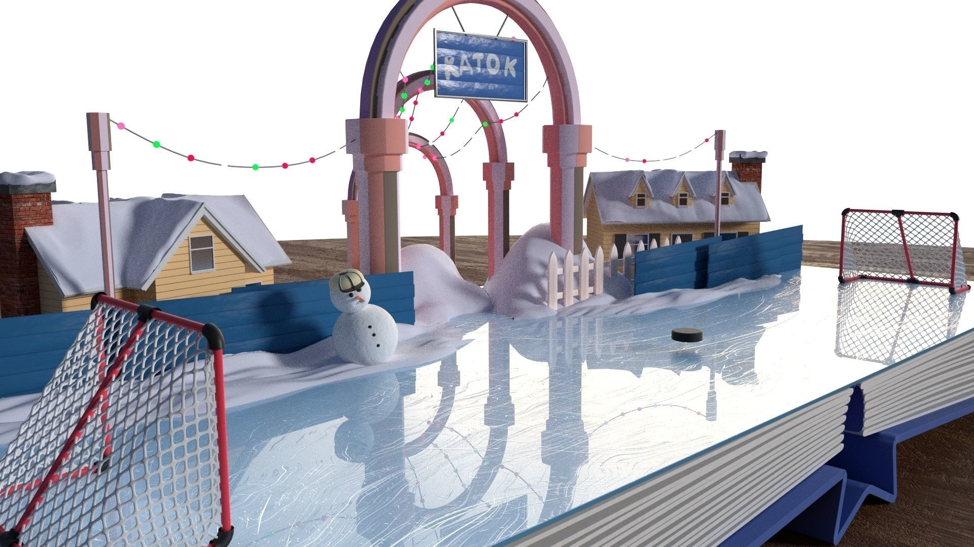 Cartoon ice rink 3D Model FBX BLEND
