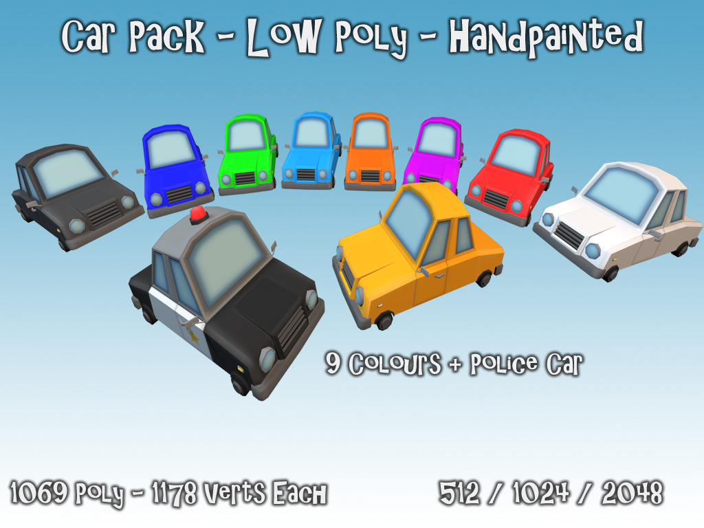 Car Pack Low-poly 3D model