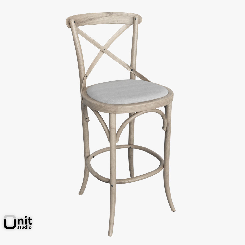 Madeleine Armless Stool by Restoration Hardware 3D model CGTrader