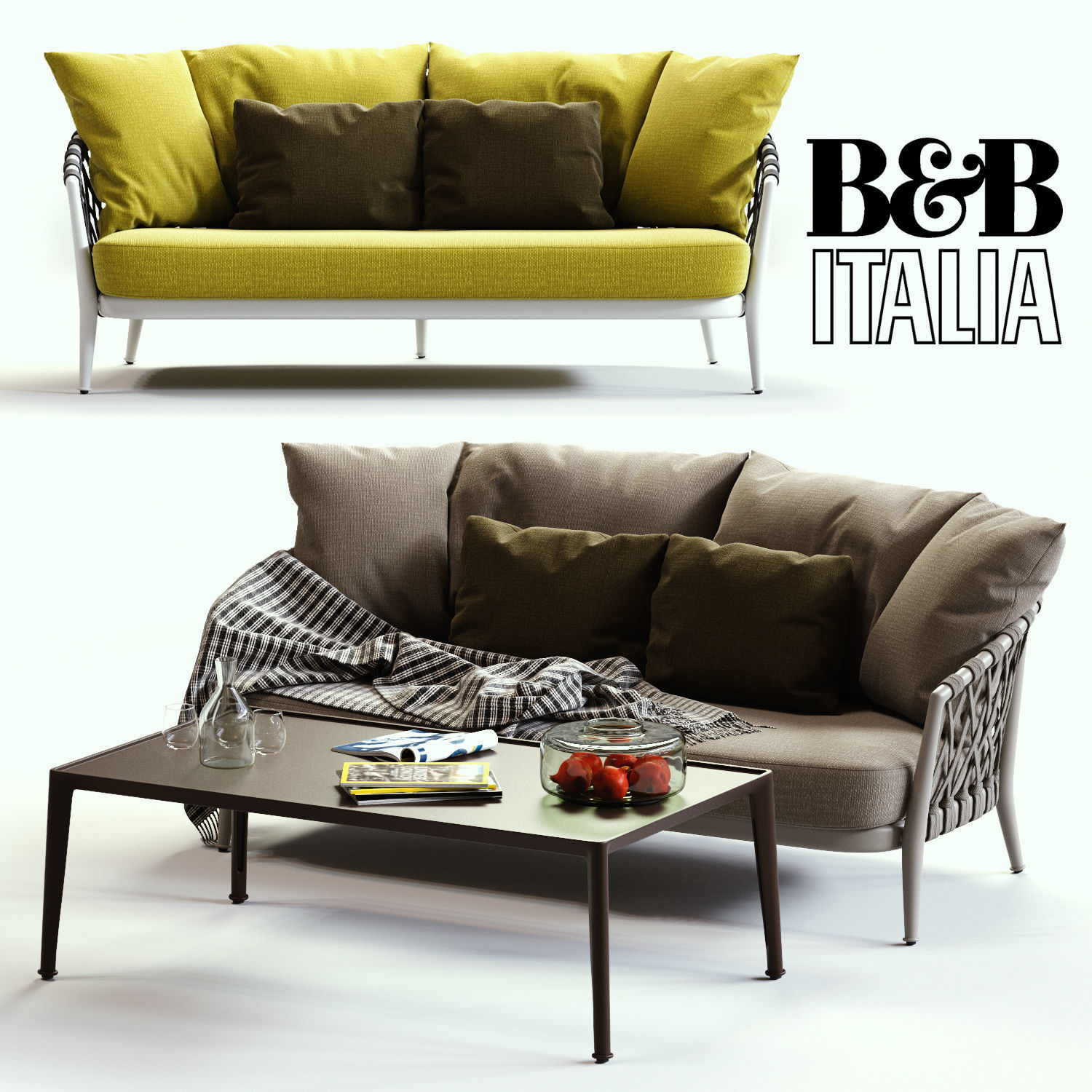 Model Bb Italia Erica Grey And Yellow Sofa Cgtrader Bb Italia Erica Grey And Yellow Sofa