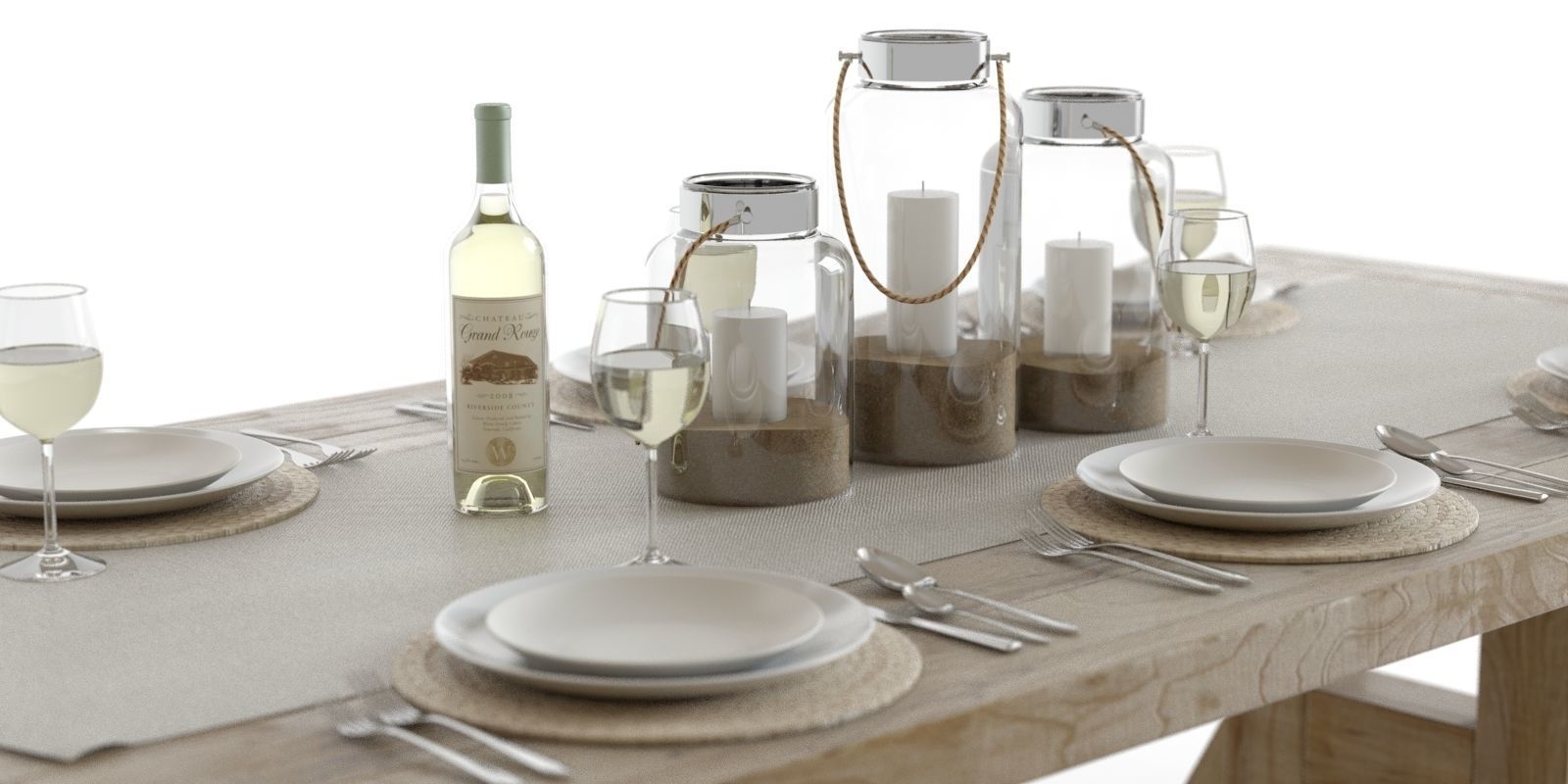 Pottery Barn Stafford Dining Set 3D model CGTrader