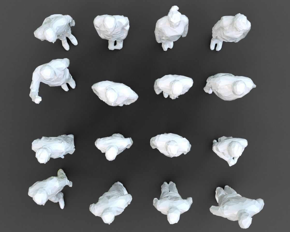 3D model 16 Stylized Human Statues Pack V3 VR / AR / low-poly | CGTrader