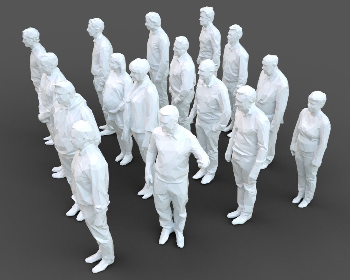 3D model 16 Stylized Human Statues Pack V4 VR / AR / low-poly | CGTrader
