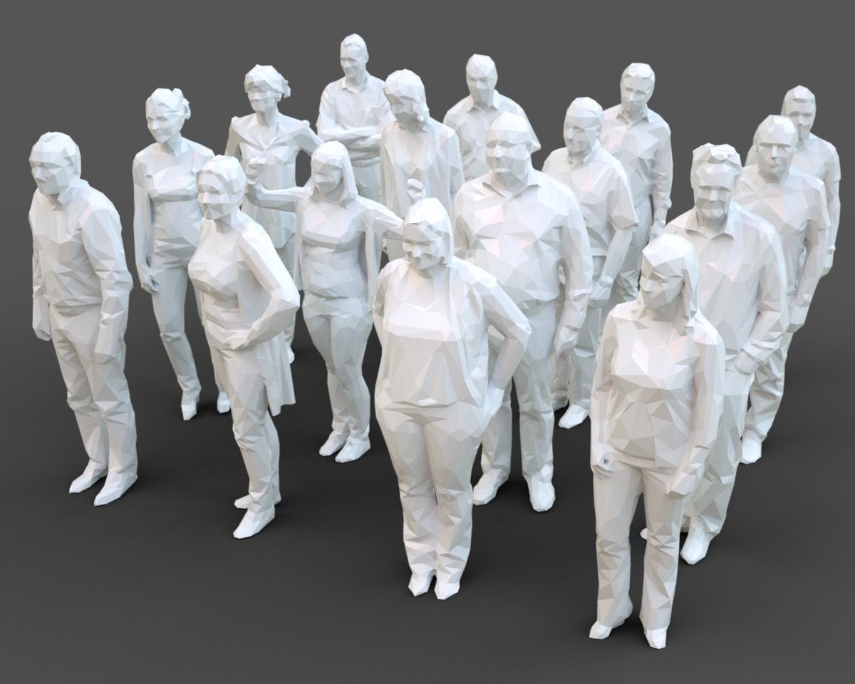 3D model 192 Stylized Human Statues Collection VR / AR / low-poly ...