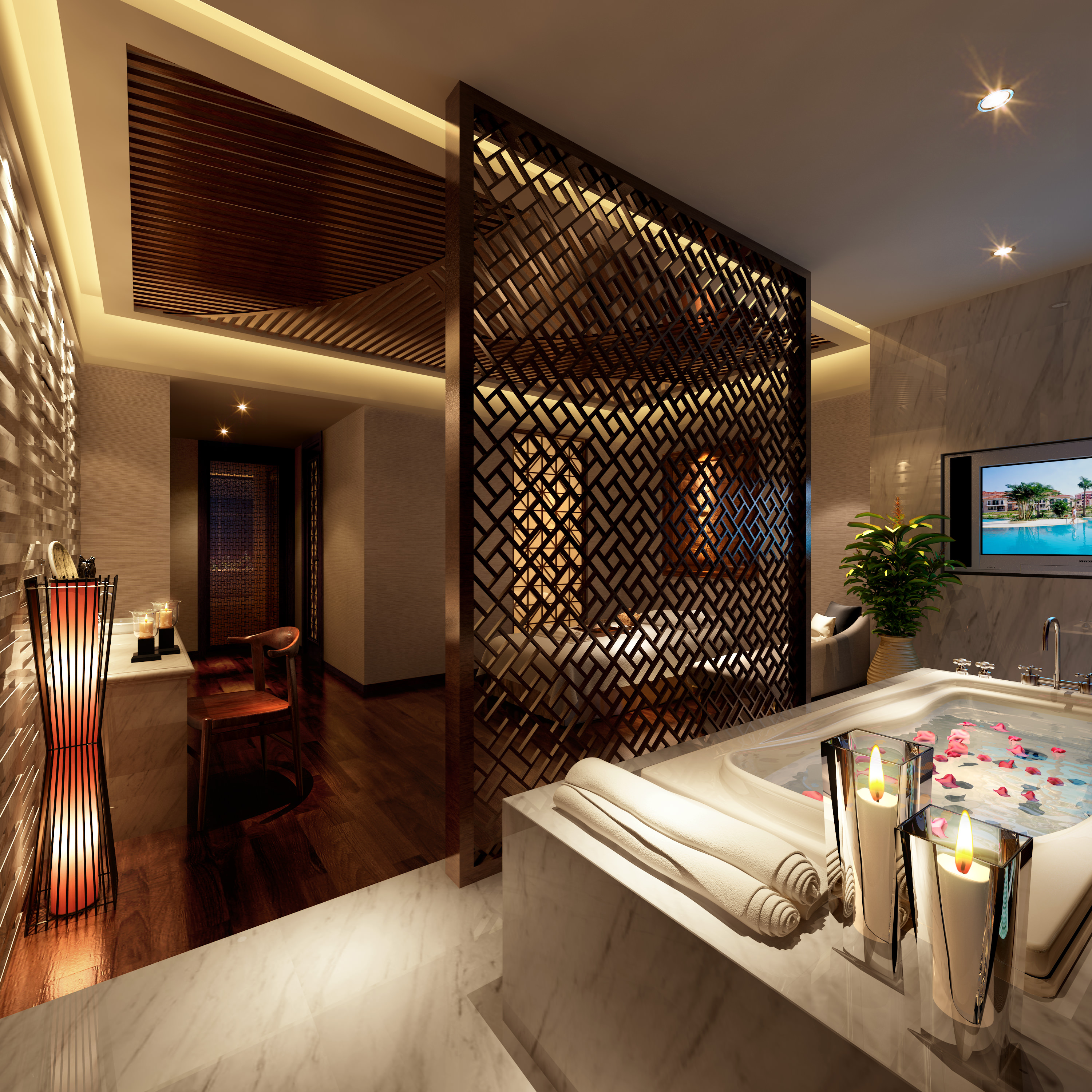 Wooden Partition spa room with designer wooden partition 3d model Wooden Partition spa room with designer wooden partition 3d model