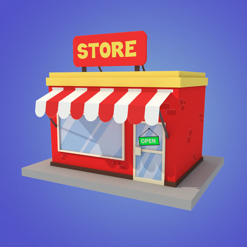 store cartoon low poly 3D model CGTrader