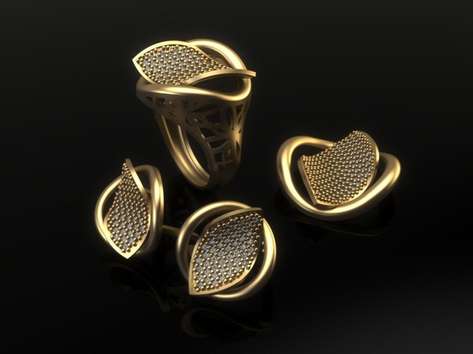 Mini Set 01 Jewellery Design Fashion Gold Ring Earring Pendant Mini Set 01 Jewellery Design Fashion Gold Ring Earring Pendant Model Stl M 1