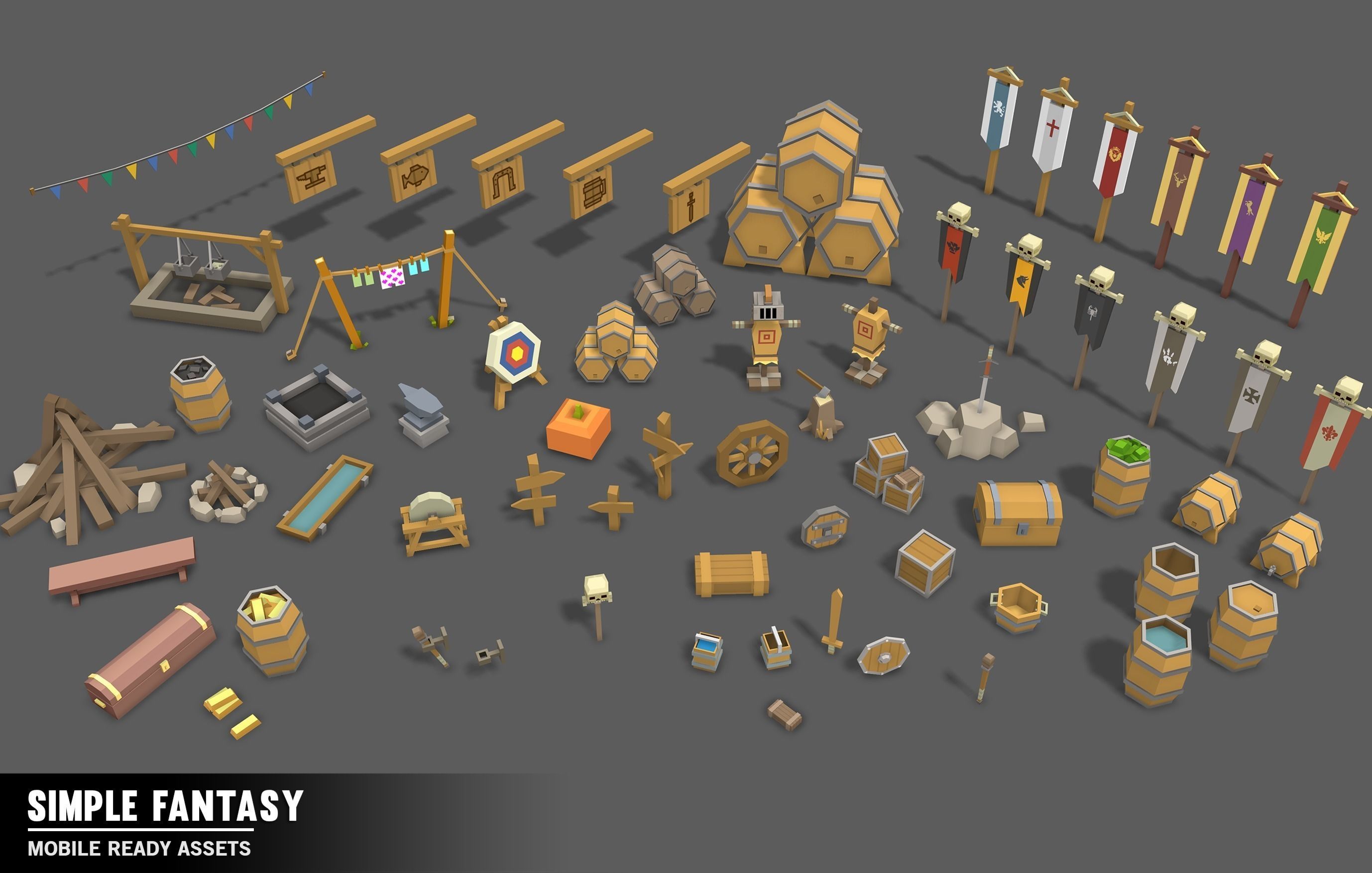 3D model Simple Fantasy - Cartoon Assets VR / AR / low-poly rigged ...