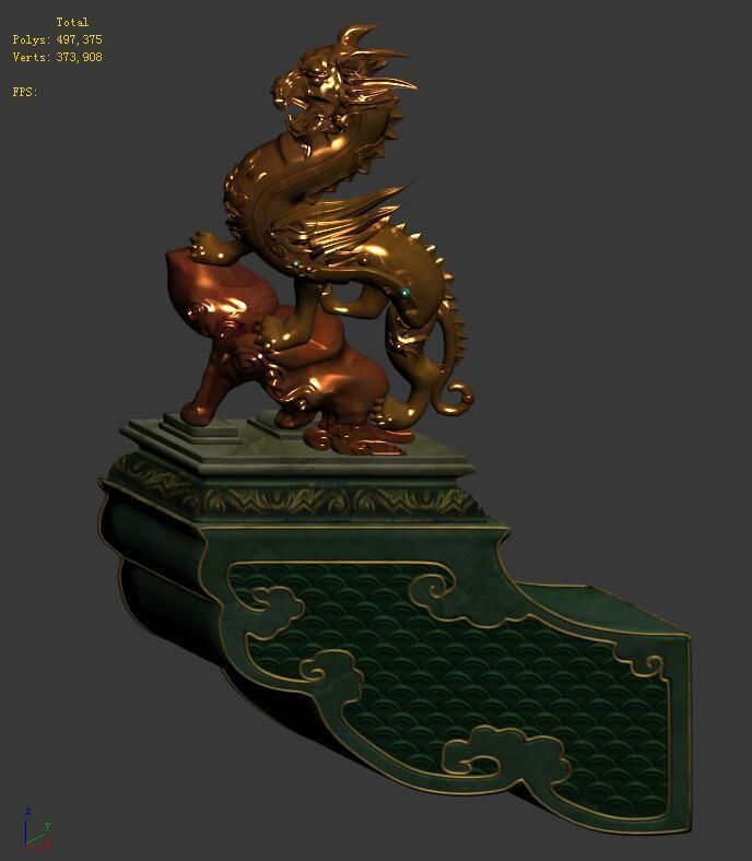 ancient chinese architecture roof decoration 3d model