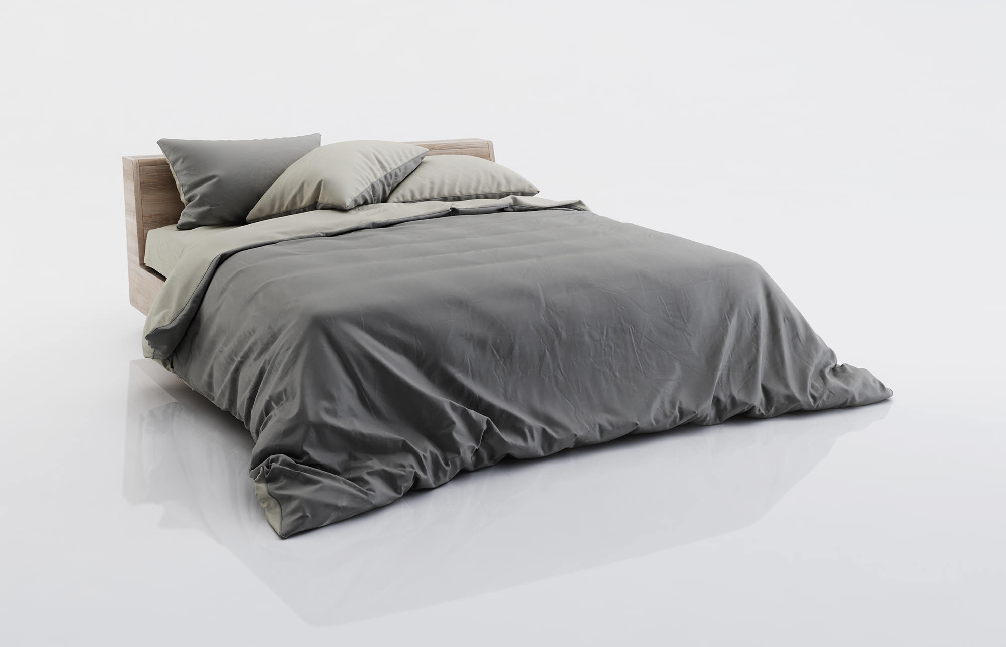 Dark and grey bed linen 3D model CGTrader
