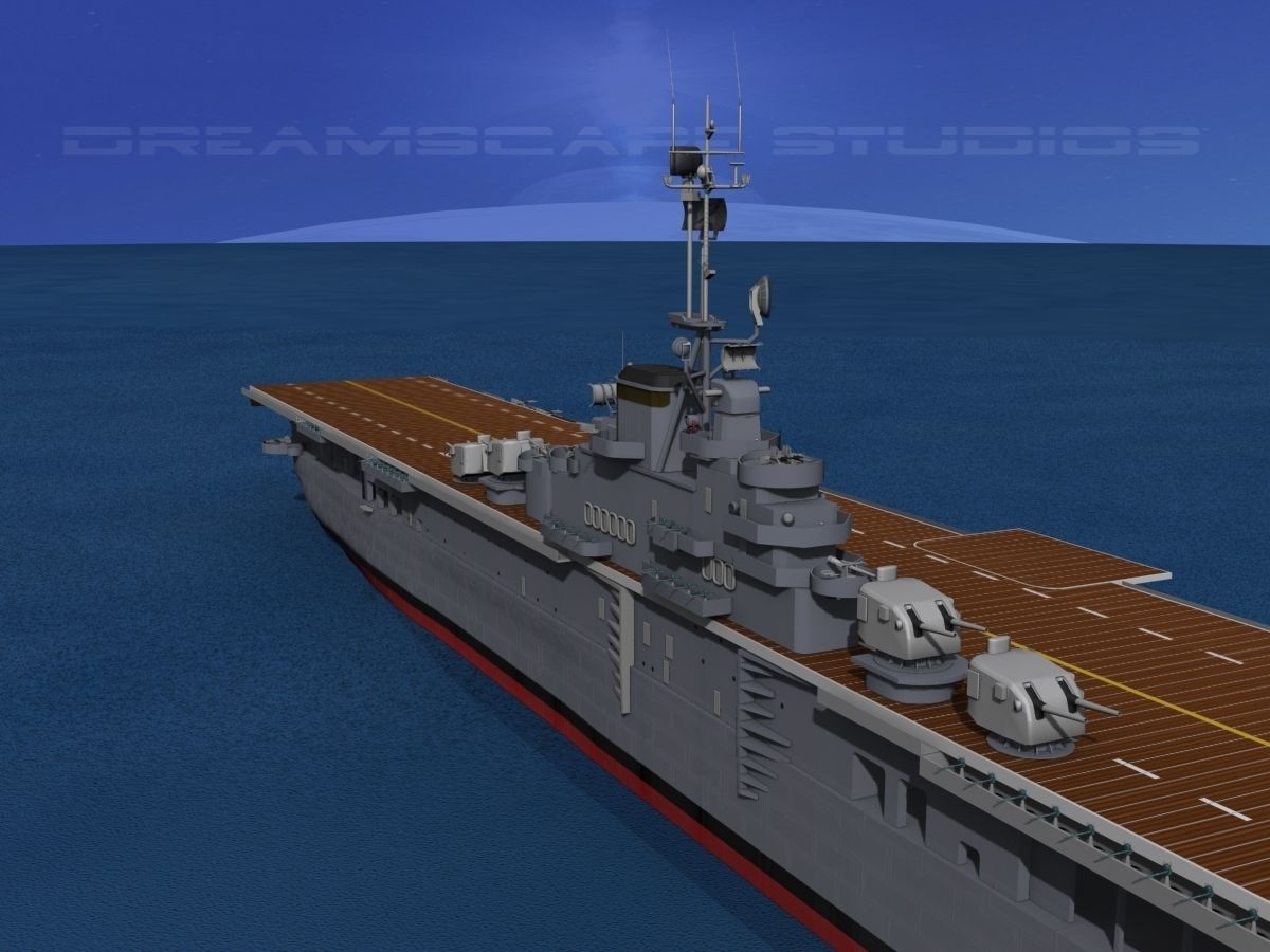 Ticonderoga Class Carrier CV14 USS Ticonderoga 3D model animated