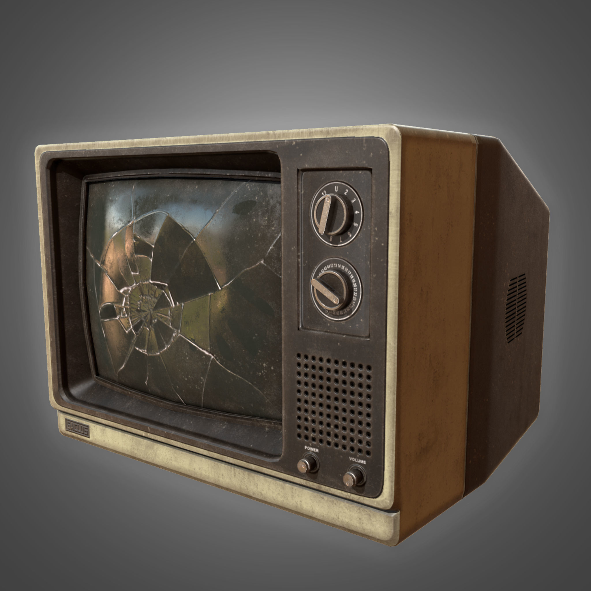 GEN - Retro Busted Television - PBR Game Ready model