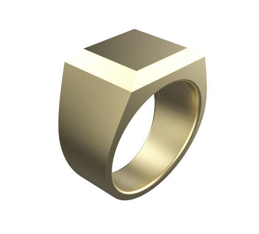 Gents Bevel Edge Signet Ring 3D print model