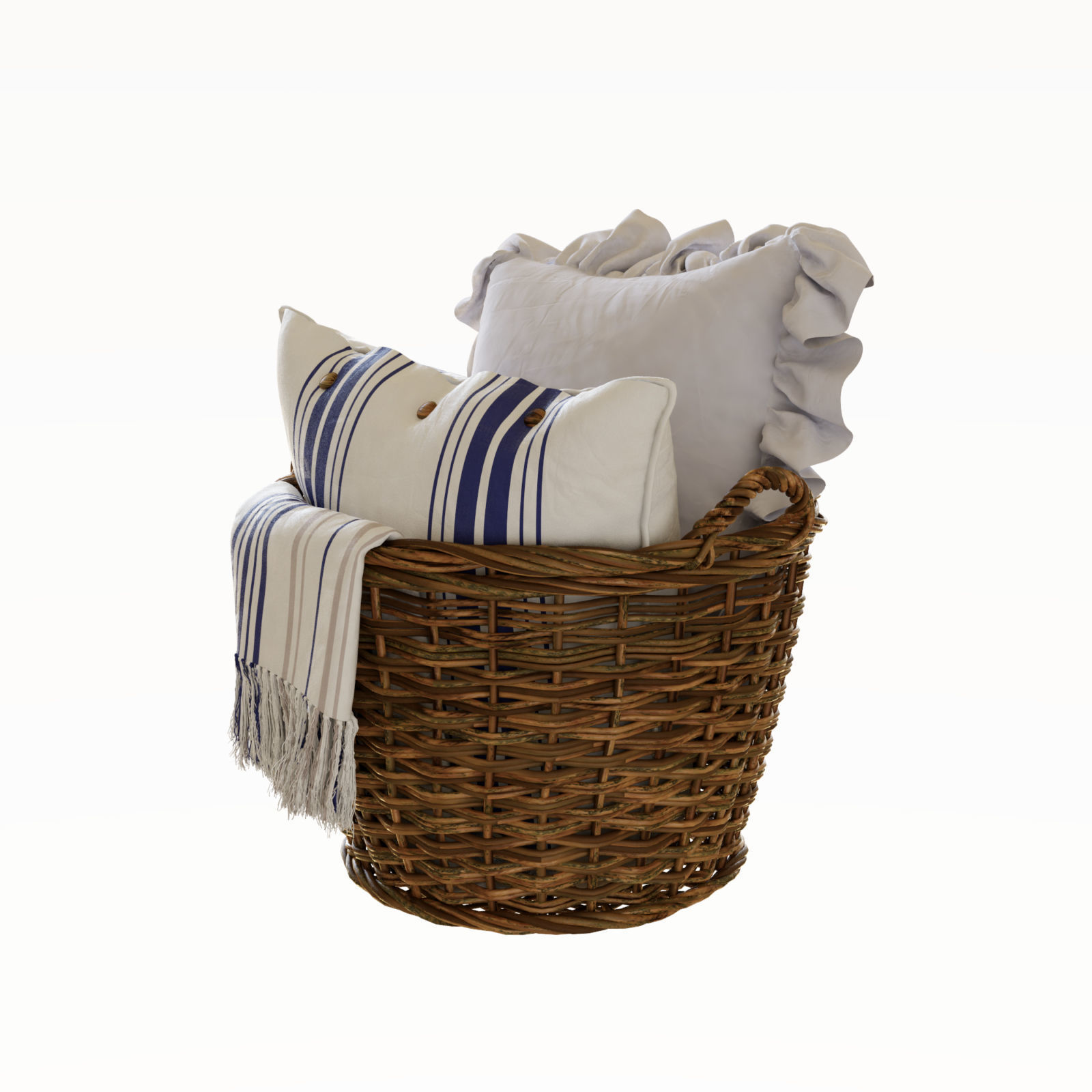 Pillows in basket 3D model CGTrader