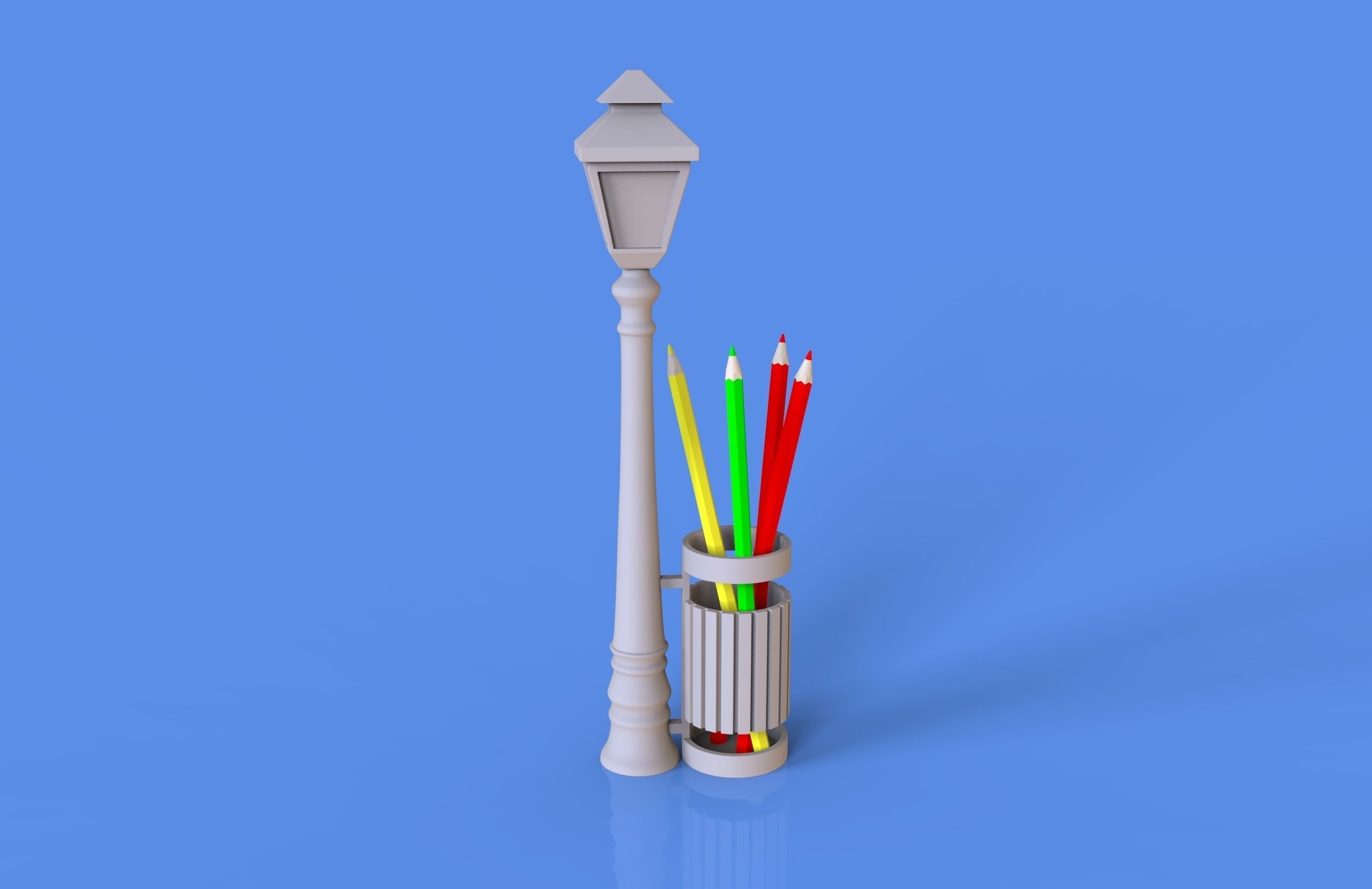 Street Lamp and Bin Pencil Pen Holder