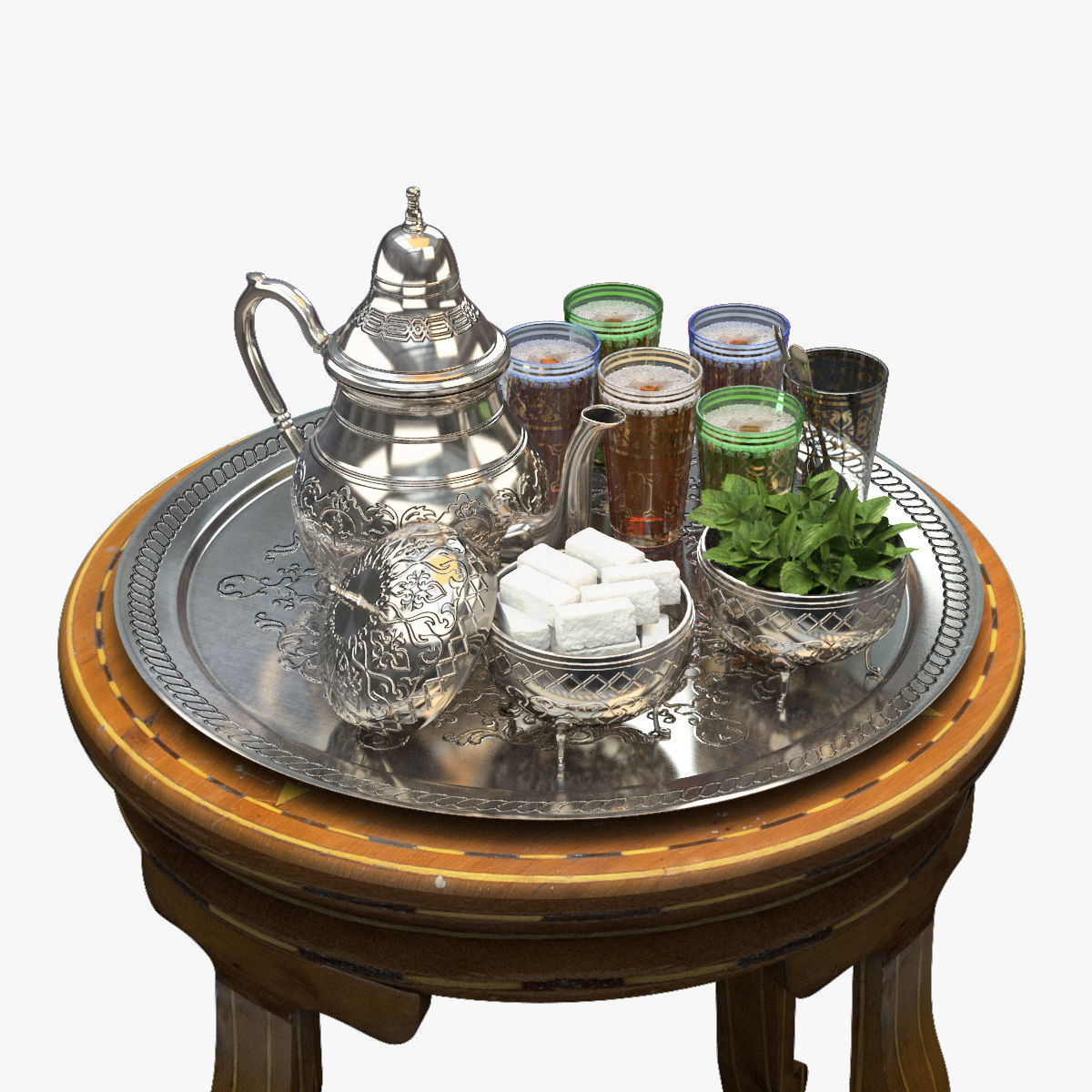 Moroccan Tea Set 3D model CGTrader