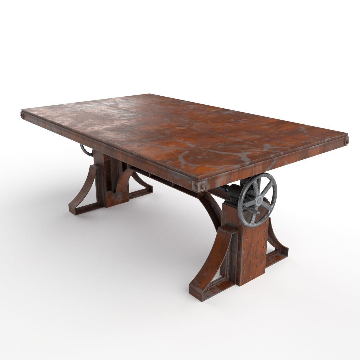 Vintage Industrial Crank Table 3D model CGTrader