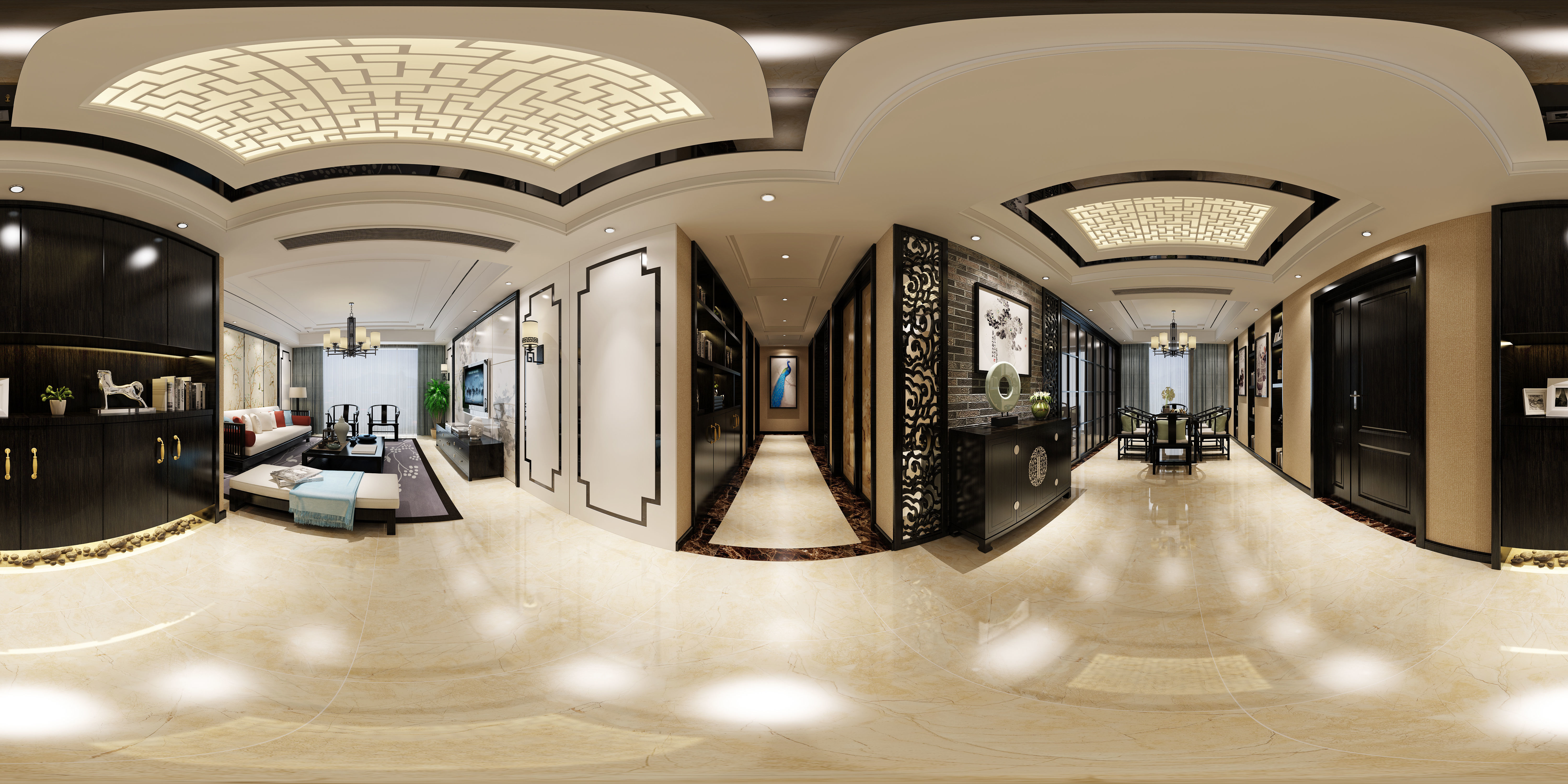 Panoramic Antique Chinese Style Living Room Dining 47 3d Model Max Panoramic Antique Chinese Style Living Room Dining 47 3d Model Max 1