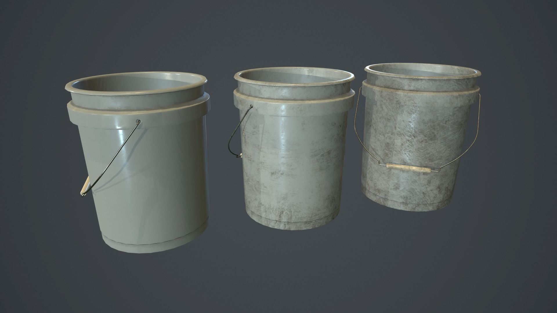 Plastic Bucket PBR Game Ready Low-poly  3D model