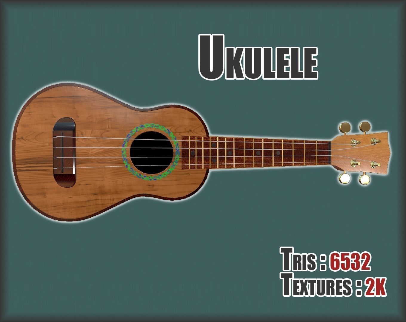 Ukulele PBR textures model Low-poly 3D model