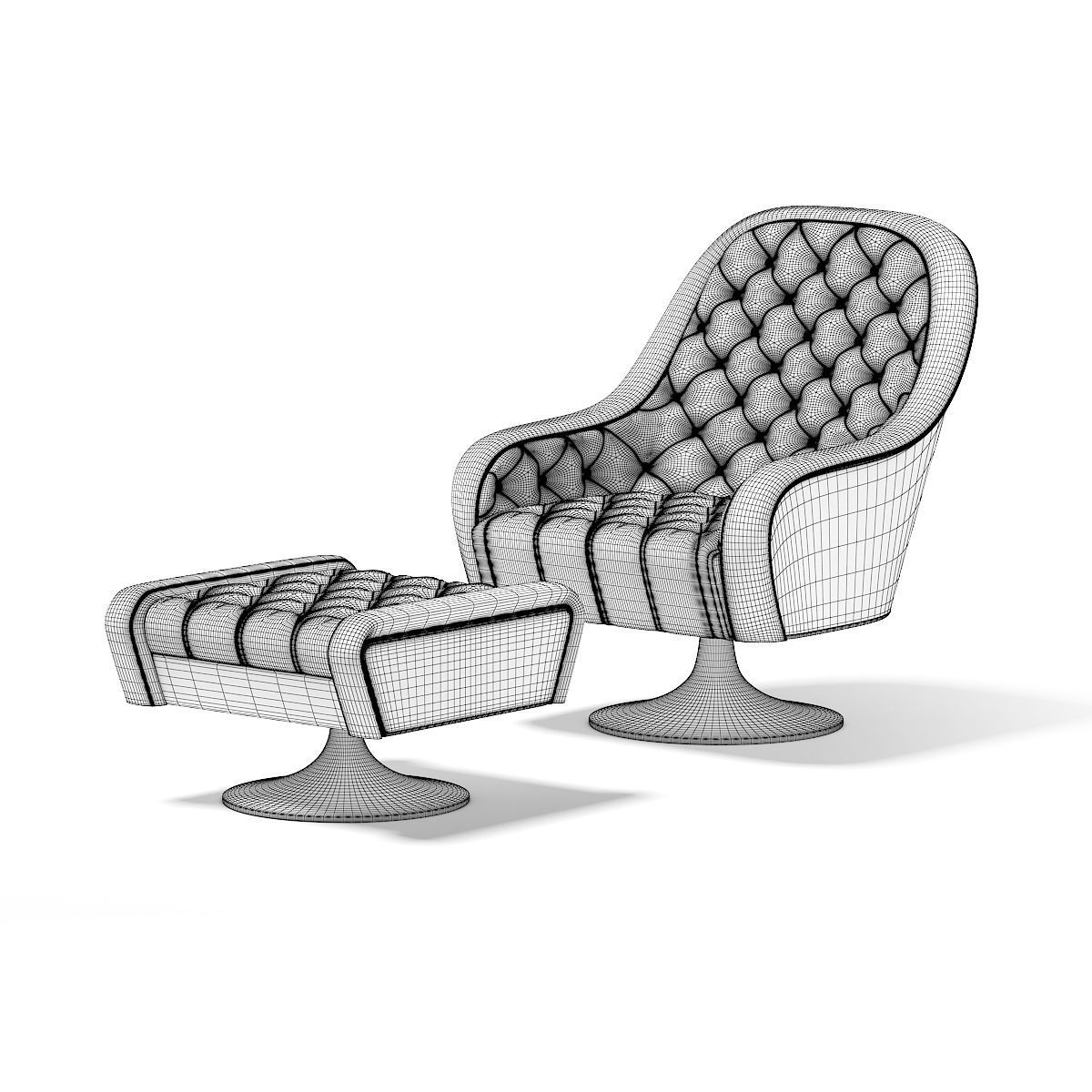 Leather Armchair with Footrest 3D model CGTrader