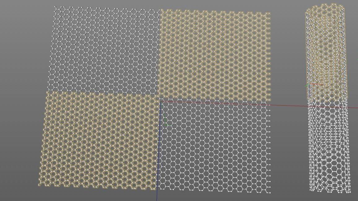Carbon structures Graphene nanotube and fullerene tube 3D model | CGTrader