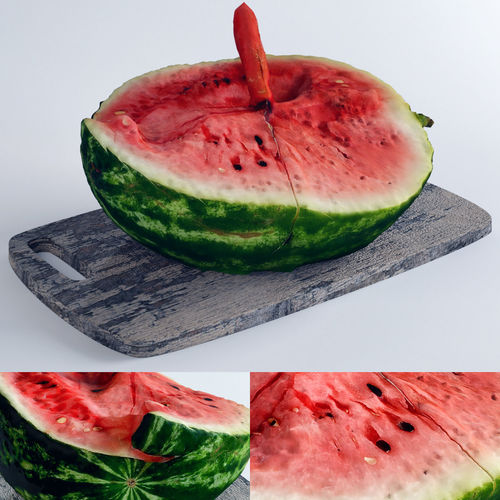 Watermelon Fruit Vegetable Food Scan Model 47K Poly Water Melon 3D model CGTrader