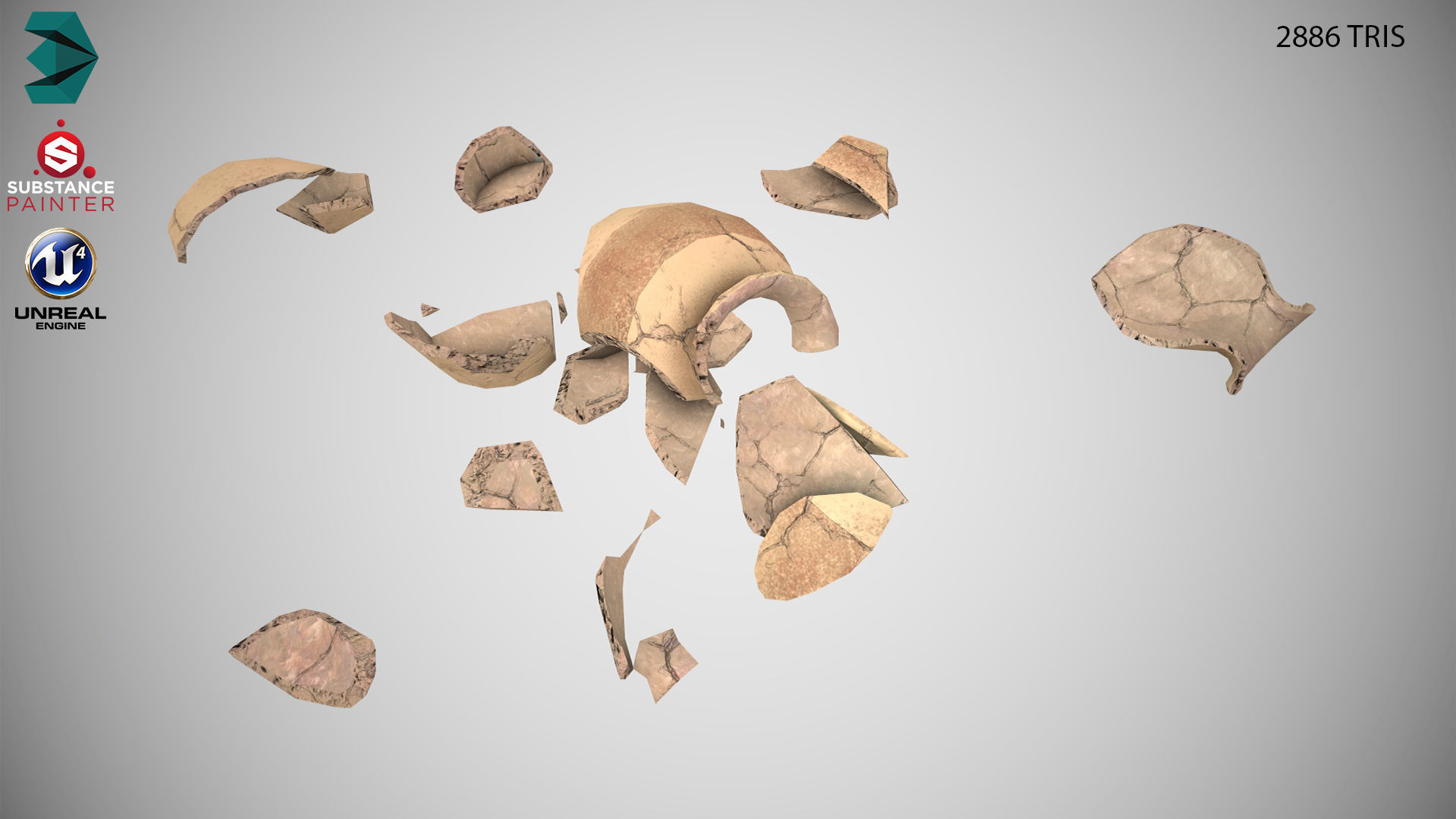 Low Poly Broken Vase PBR Low-poly 3D model