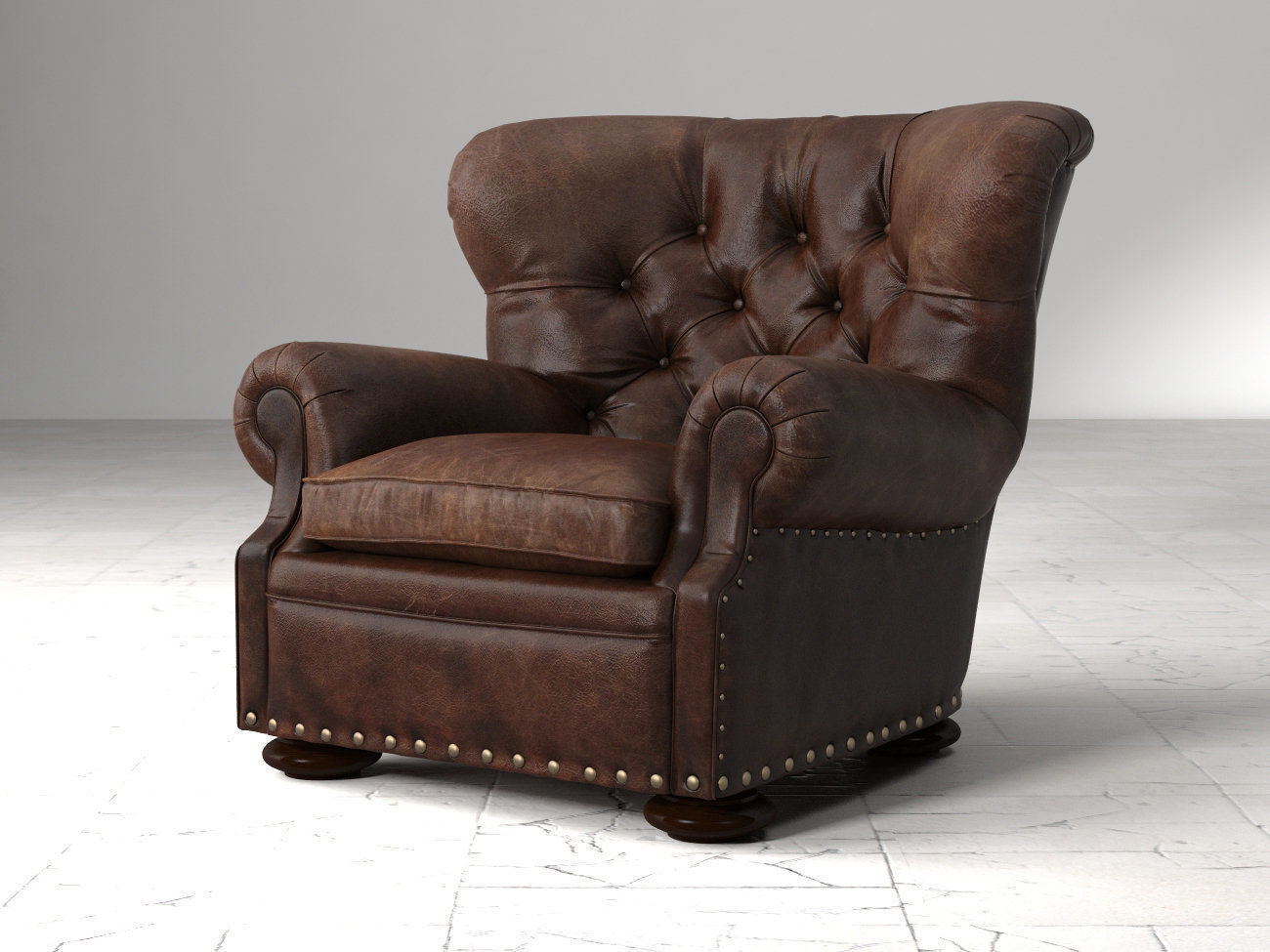 Churchill Leather Chair with Nailheads 3D model