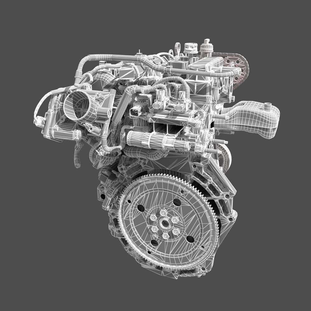 Car 4 Cylinder Engine Cutaway 3D model CGTrader